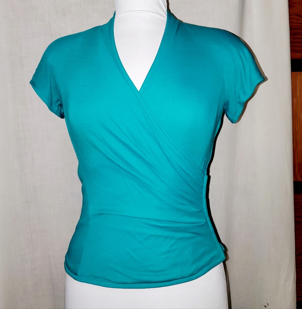 Emanuel Ungaro Teal Short Sleeve Blouse